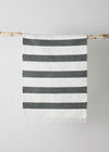 Plush Green Cotton Banded Hand-Loomed Mat - premium quality - Kanju Interiors
