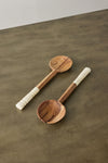 Olive Wood Salad Servers with Polished Bone Handles - premium quality - Kanju Interiors