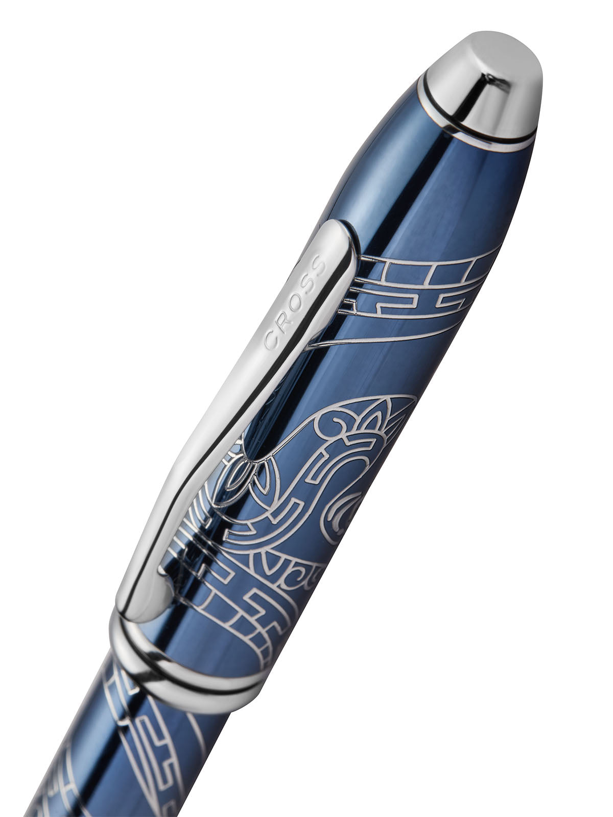 Close-up detail showing quality craftsmanship and materials - A.T. Cross Townsend Zodiac Year of the Snake Blue Lacquer Ro