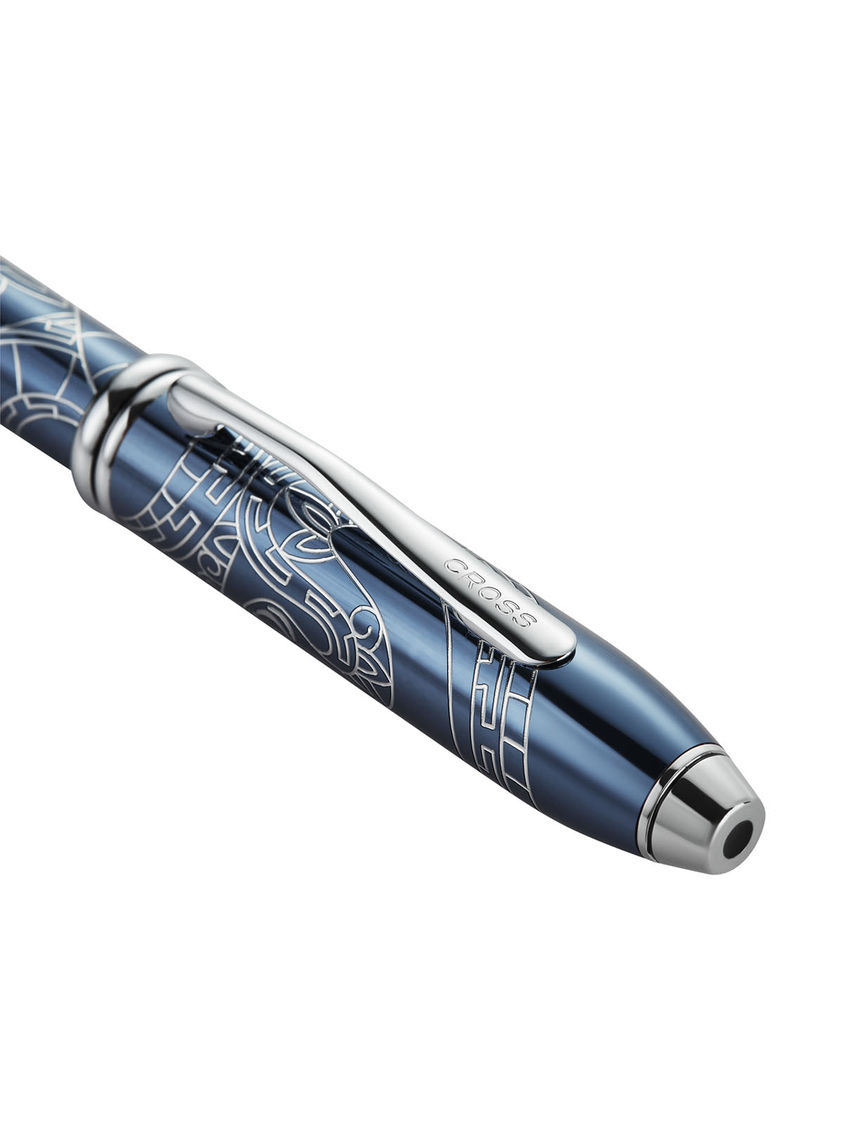 Close-up detail showing quality craftsmanship and materials - A.T. Cross Townsend Zodiac Year of the Snake Blue Lacquer Ba