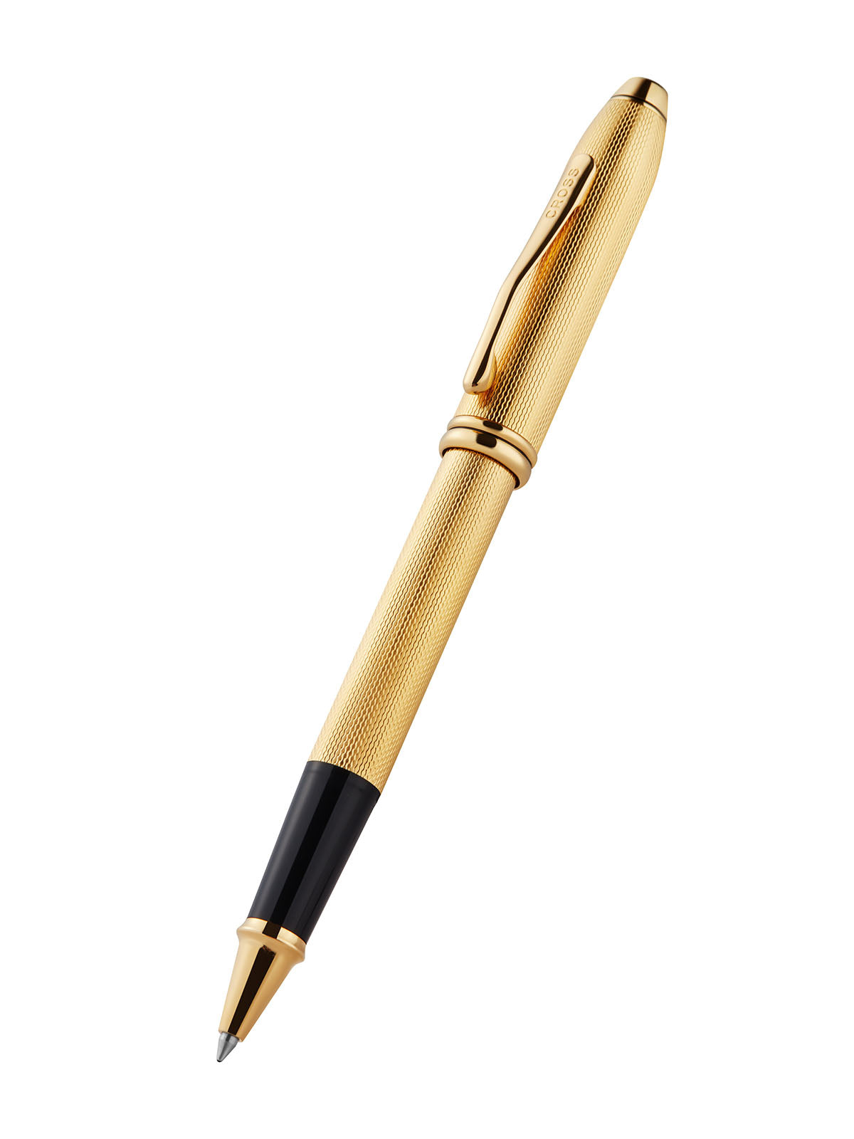 Lifestyle photo showing A.T. Cross Townsend Polished 23KT GoldPlated Engraved Diamond Pat in use - A.T. Cross