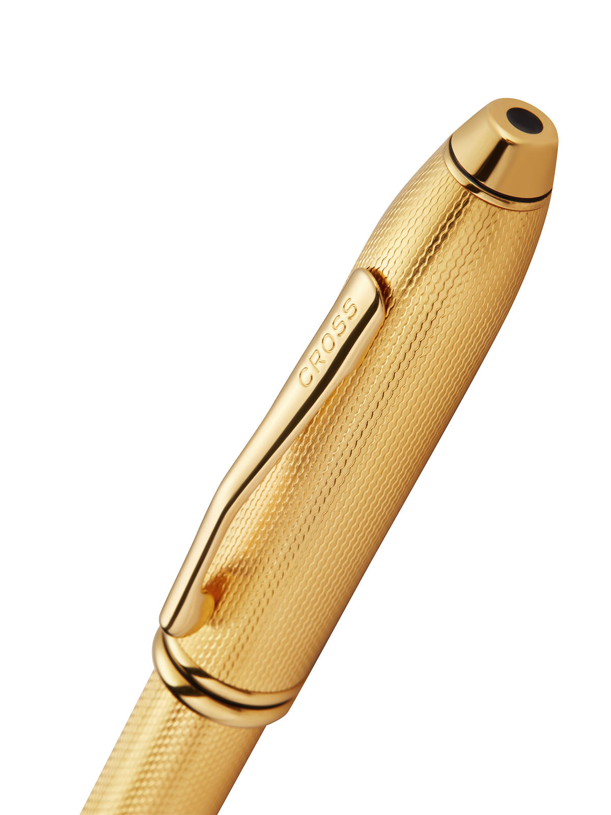 Close-up detail showing quality craftsmanship and materials - A.T. Cross Townsend Polished 23KT Gold Plated Engraved Diamo