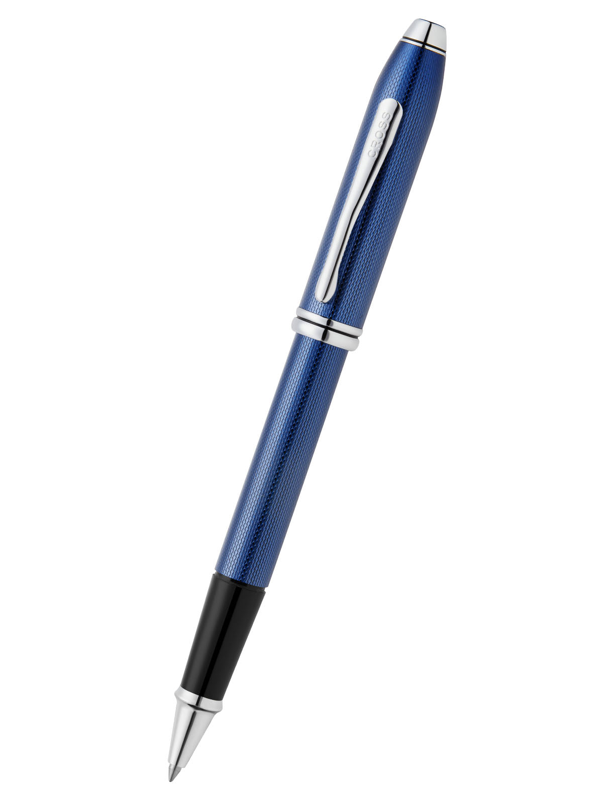 A.T. Cross Townsend Polished Translucent Cobalt Blue Engraved Diamond - premium quality - A.T. Cross