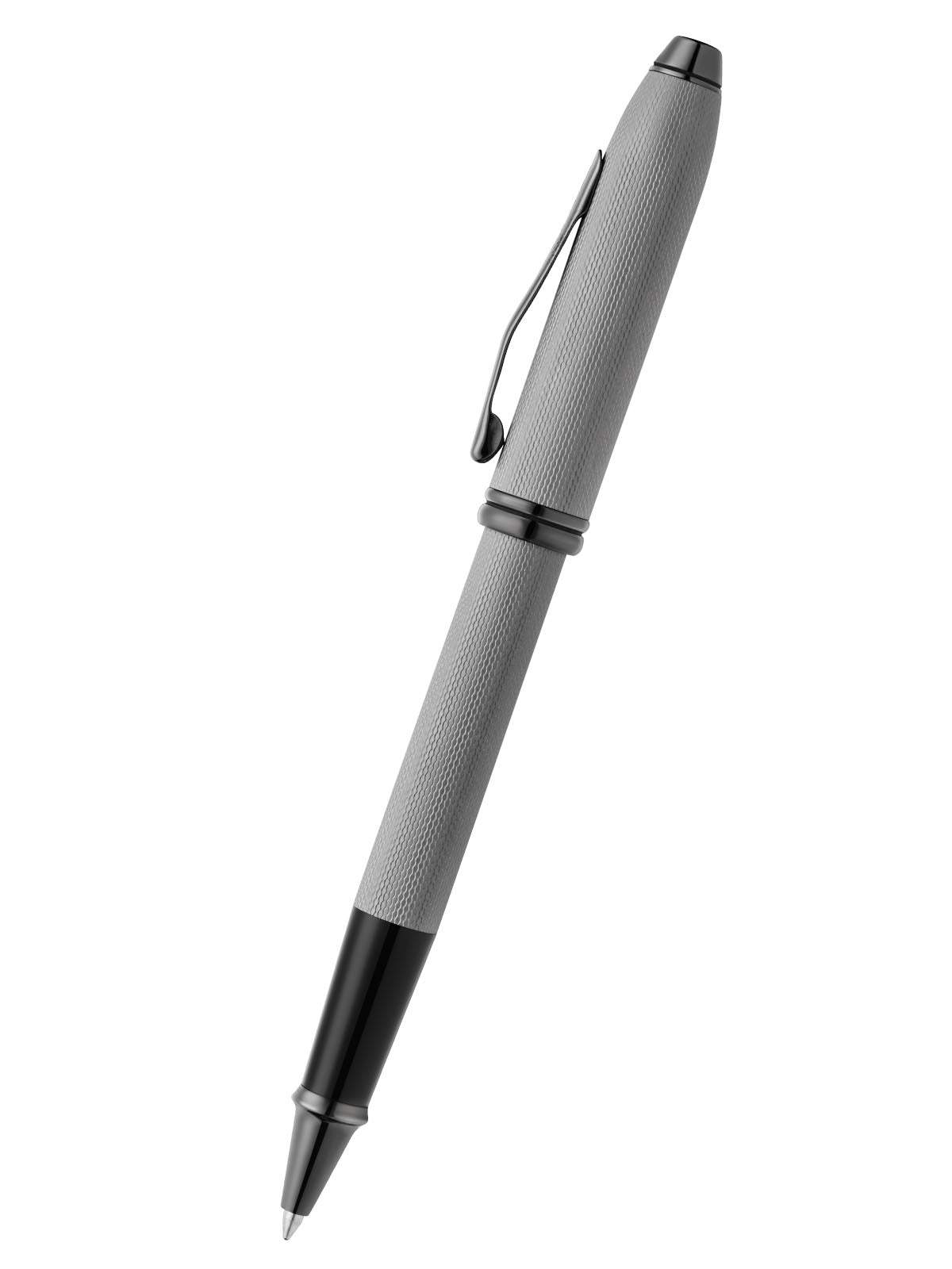 Close-up detail showing quality craftsmanship and materials - A.T. Cross Townsend Polished Slate Gray Engraved Diamond Pat
