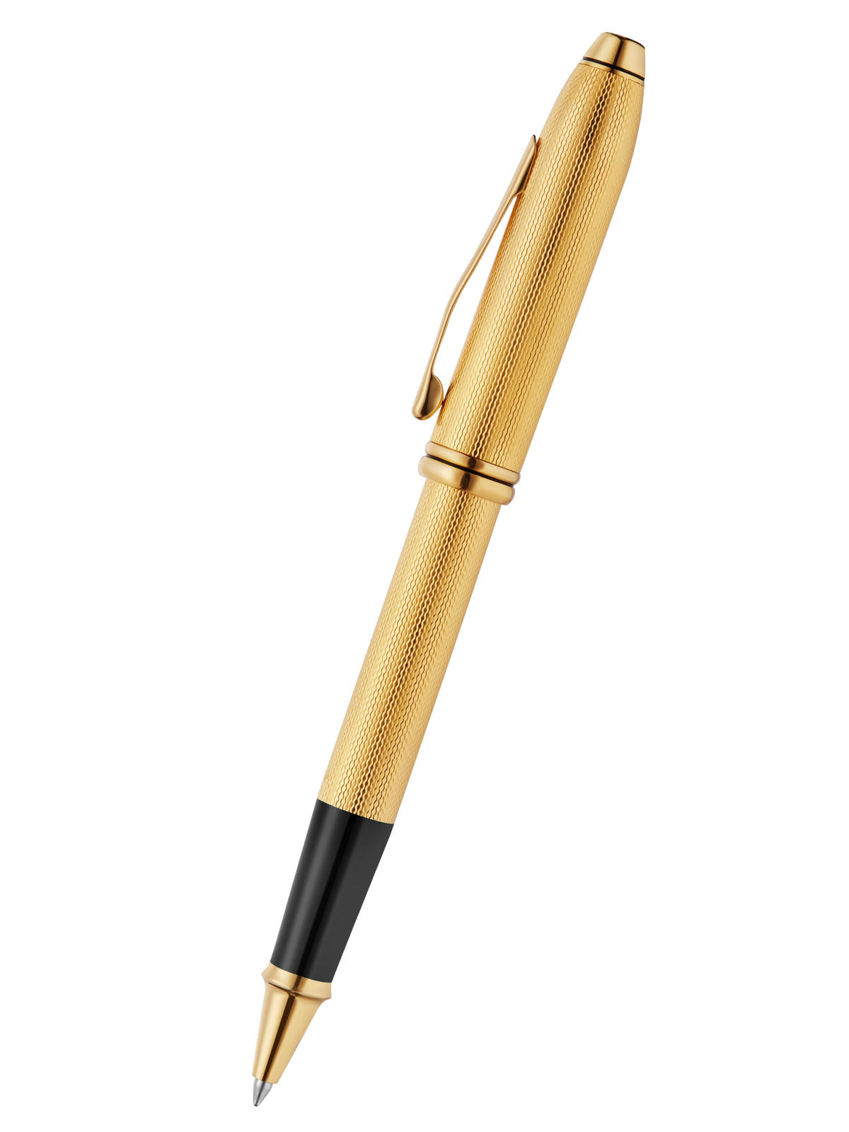 Close-up detail showing quality craftsmanship and materials - A.T. Cross Townsend Polished 23KT GoldPlated Engraved Diamon