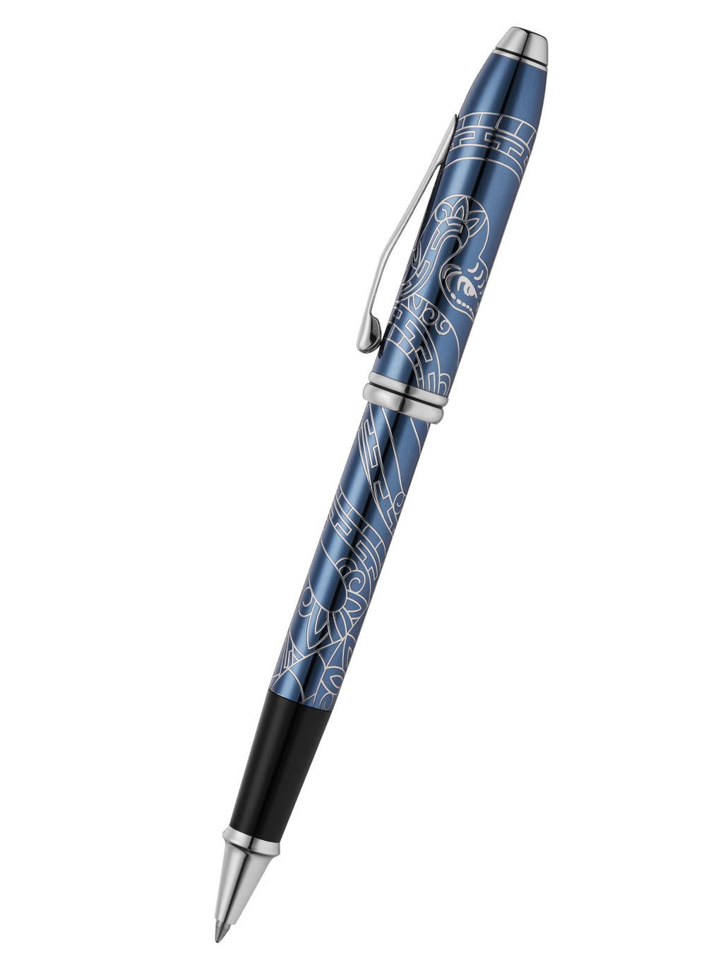 Lifestyle photo showing A.T. Cross Townsend Zodiac Year of the Snake Blue Lacquer Rollerb in use - A.T. Cross
