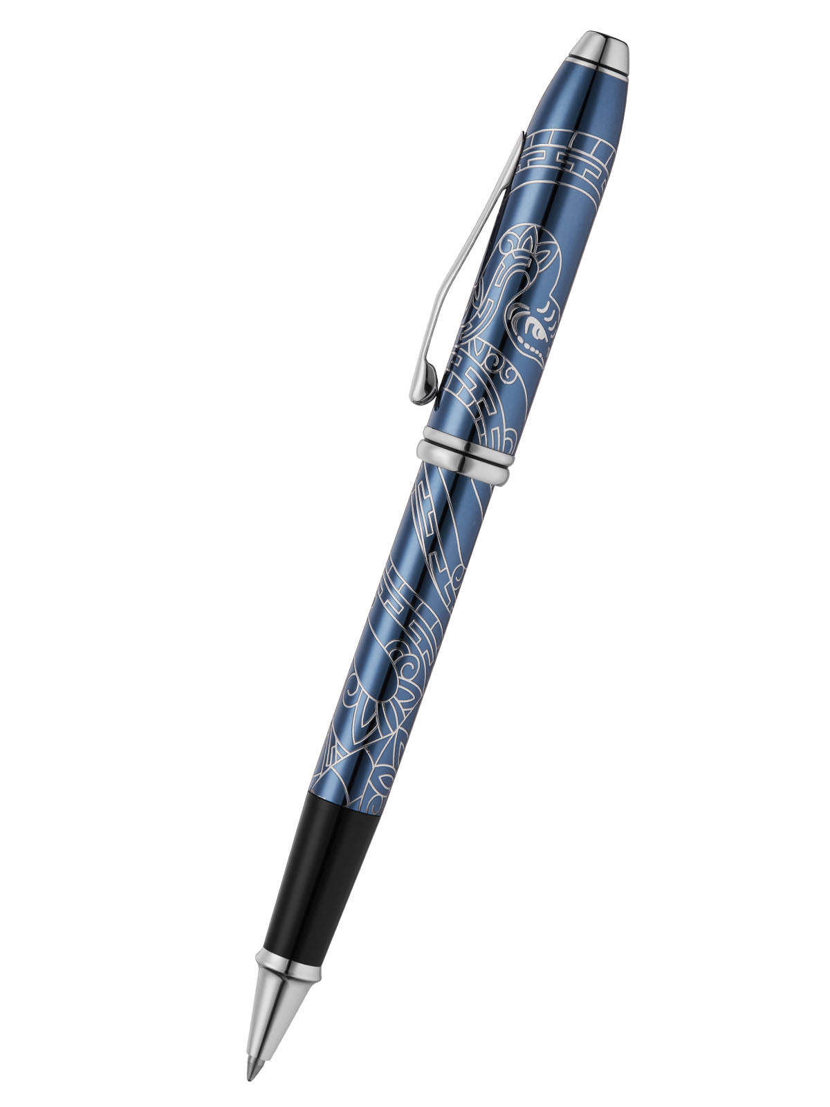 Lifestyle photo showing A.T. Cross Townsend Zodiac Year of the Snake Blue Lacquer Rollerb in use - A.T. Cross