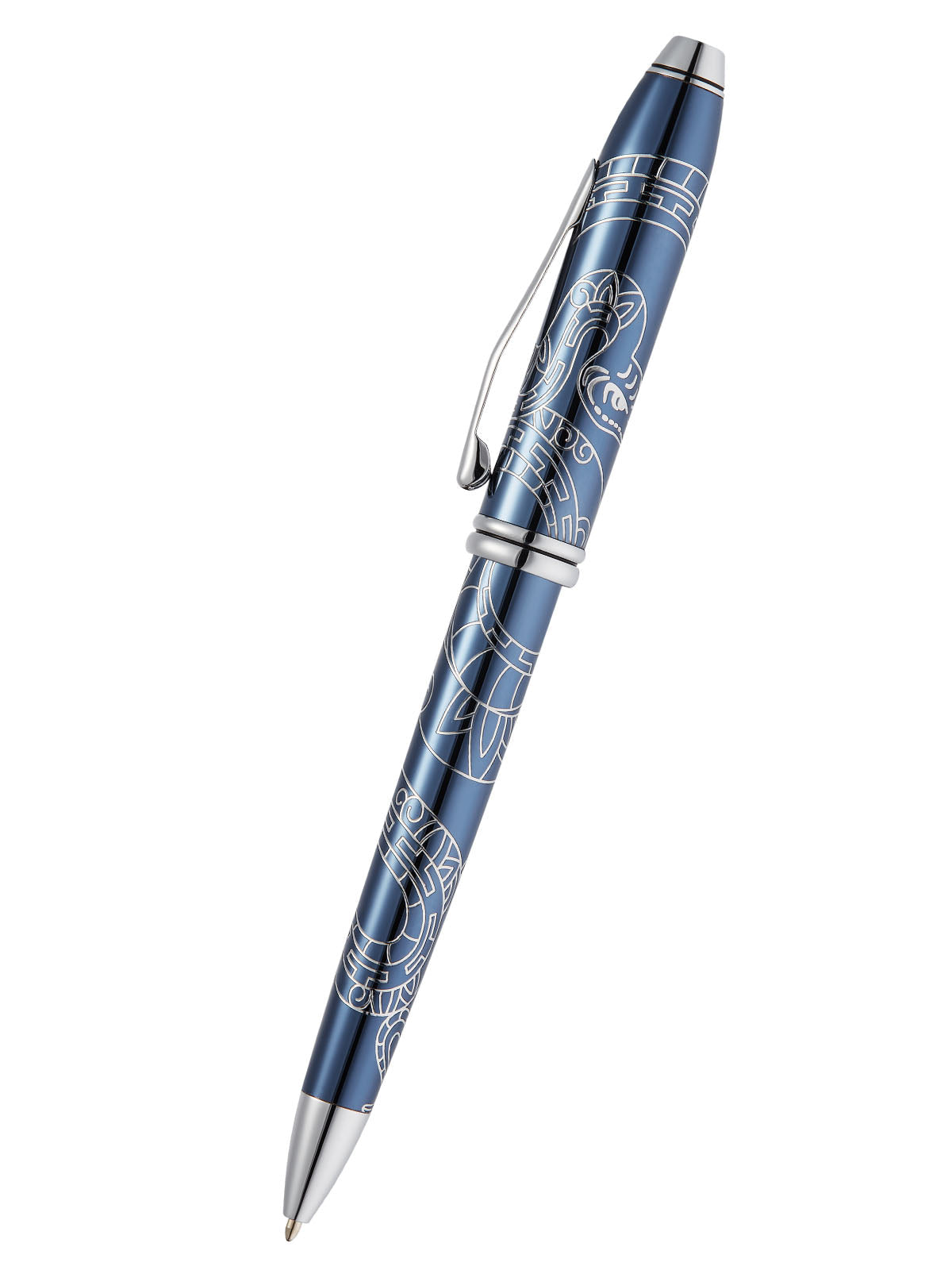 Lifestyle photo showing A.T. Cross Townsend Zodiac Year of the Snake Blue Lacquer Ballpoi in use - A.T. Cross