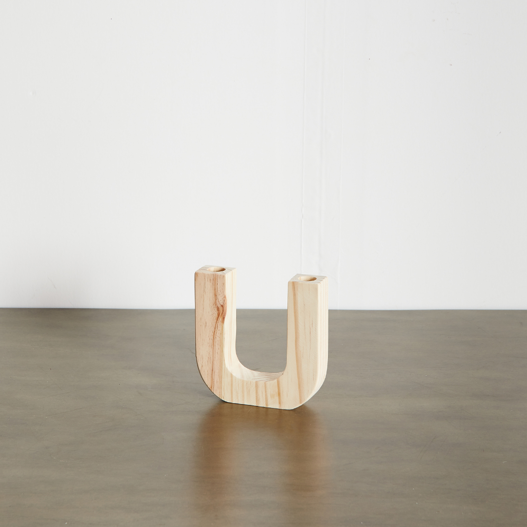 Product view 5 - U-Shaped Wooden Double Taper Candlestick Holder - Kanju Interiors