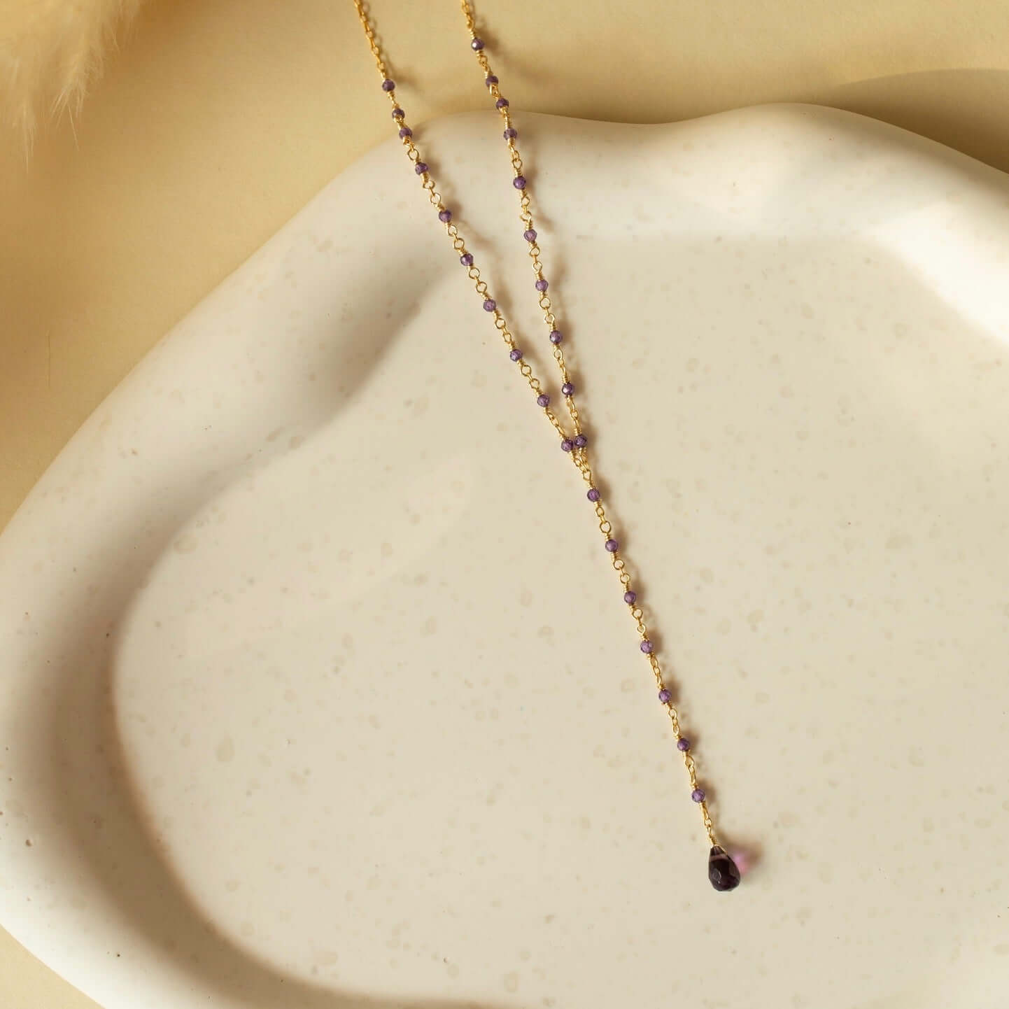 Lifestyle photo showing PARKEN JEWELRY Pink Tourmaline Quartz Kensington Necklace in use - PARKEN JEWELRY