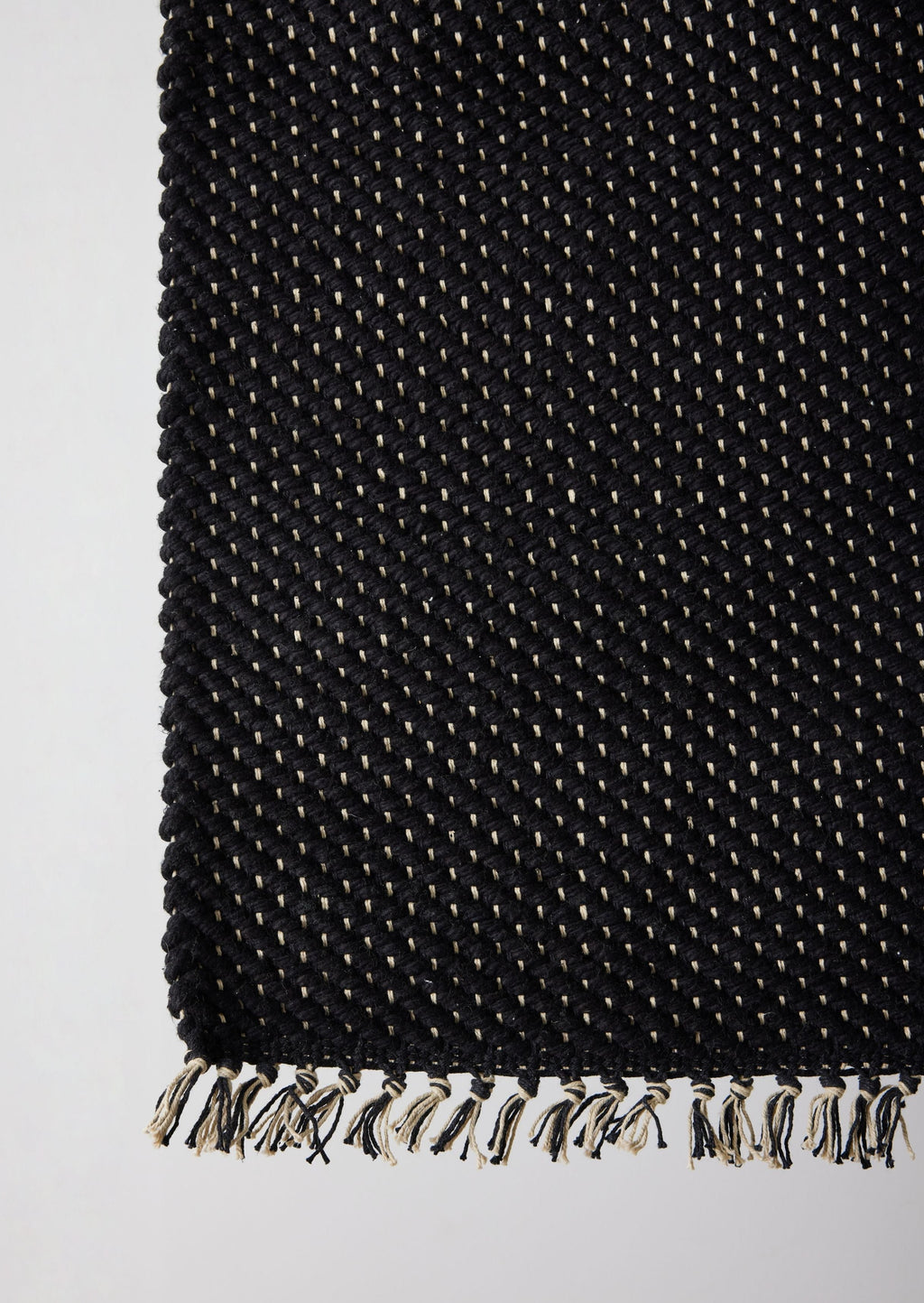Close-up detail showing quality craftsmanship and materials - Herringbone Black Cotton Mat