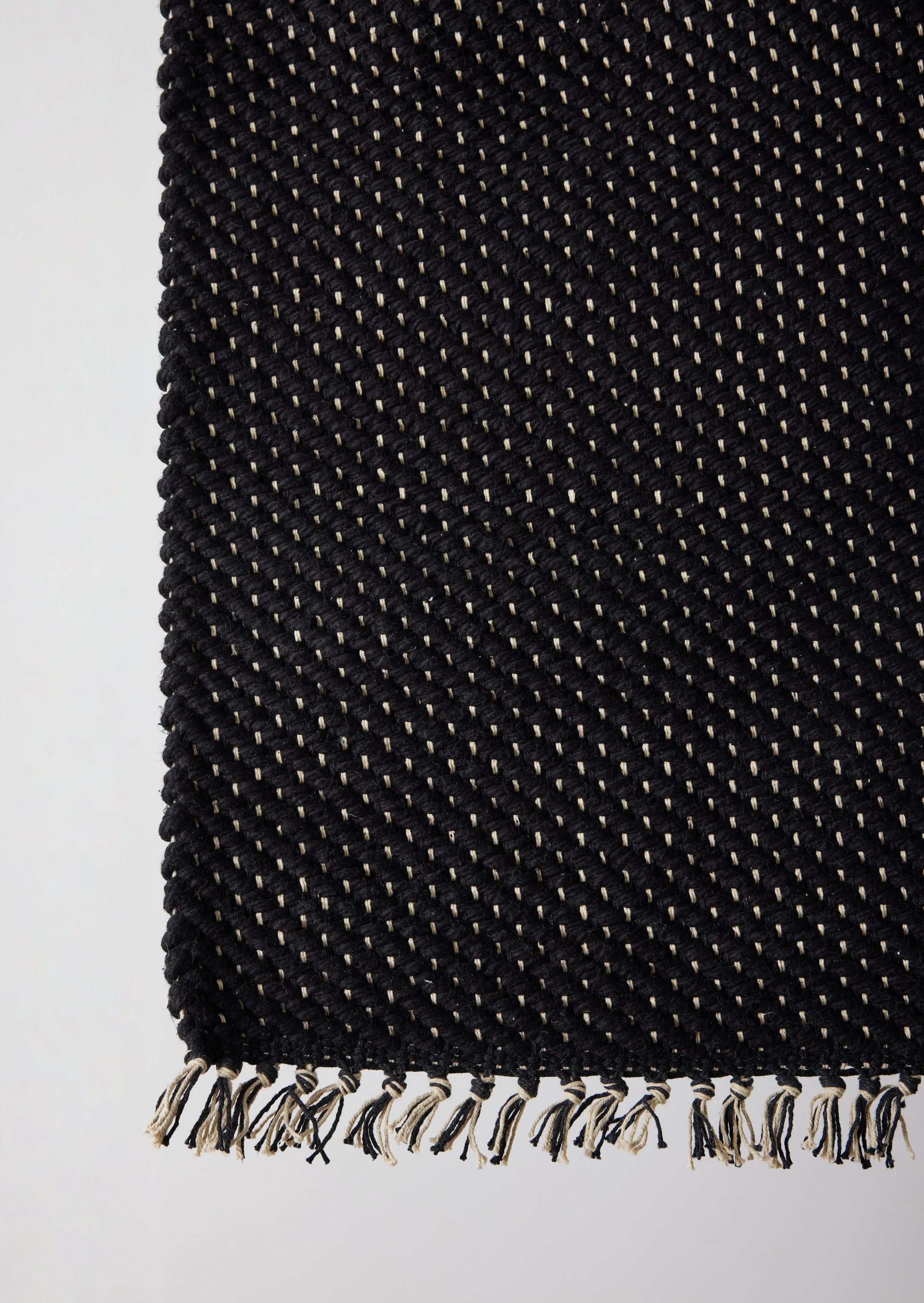 Close-up detail showing quality craftsmanship and materials - Herringbone Black Cotton Mat