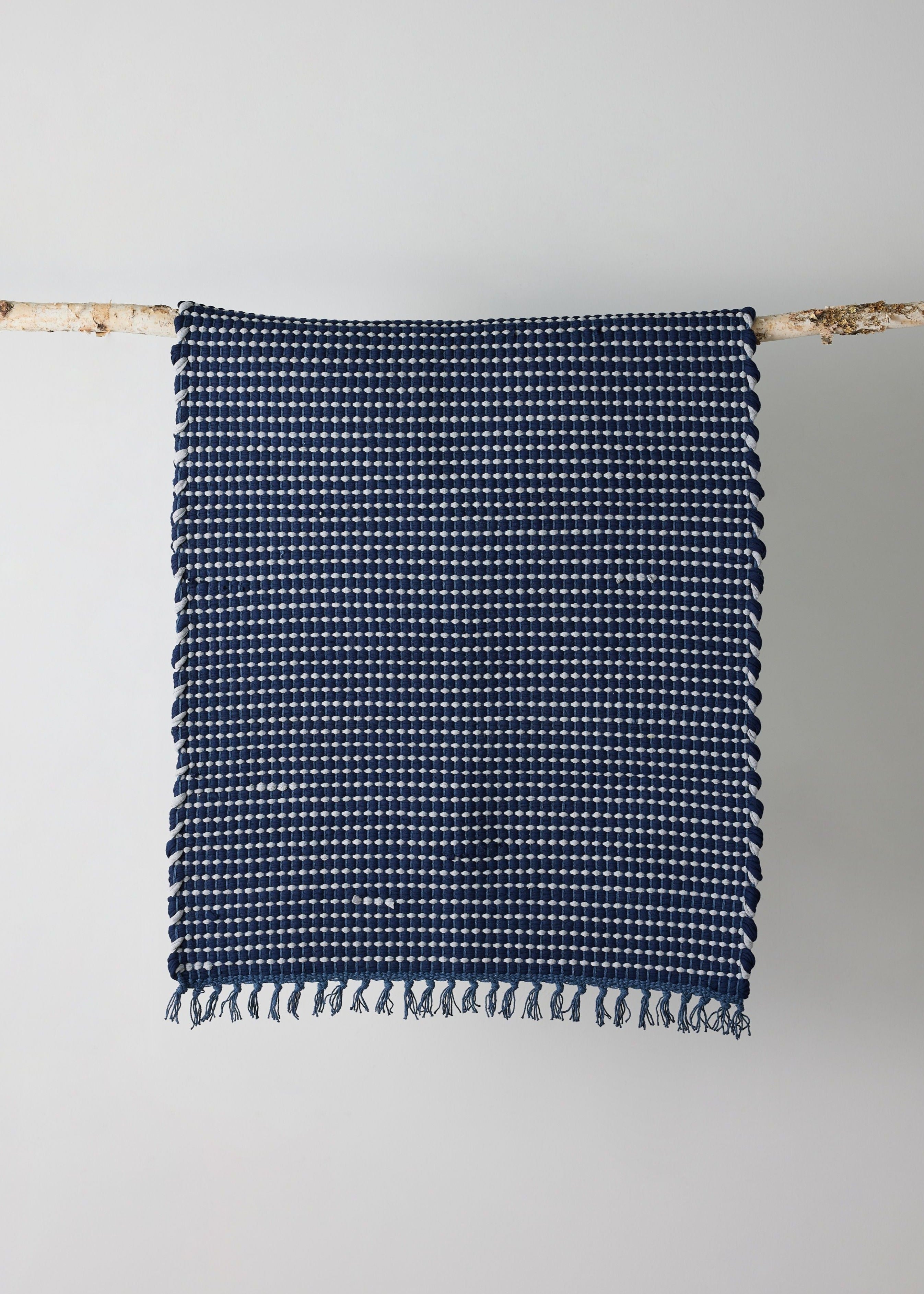 Riverweave Navy Blue Hand-Loomed Cotton Mat - premium quality - Kanju Interiors
