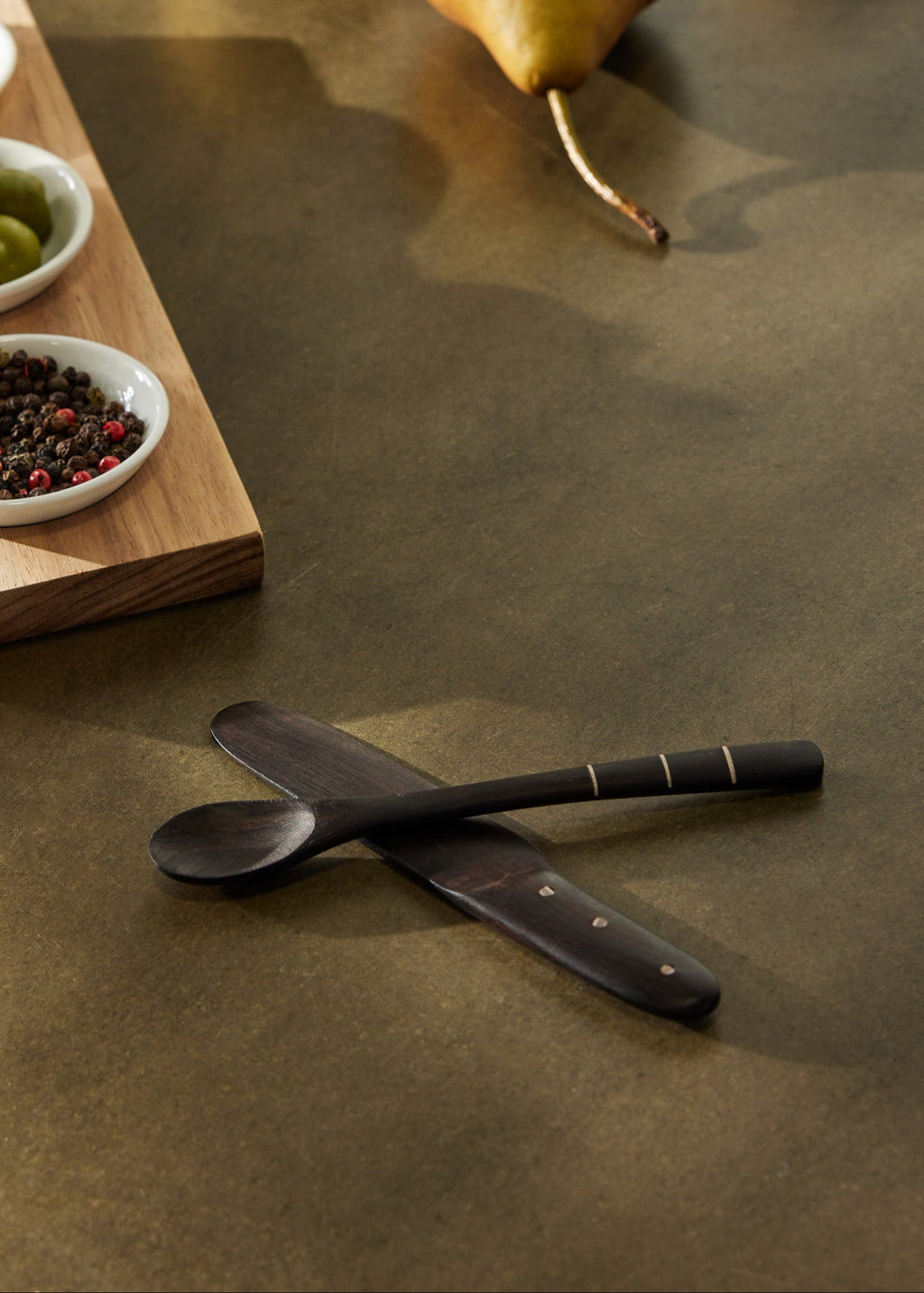 Close-up detail showing quality craftsmanship and materials - African Blackwood Small Serving Serving Spoons Utensils