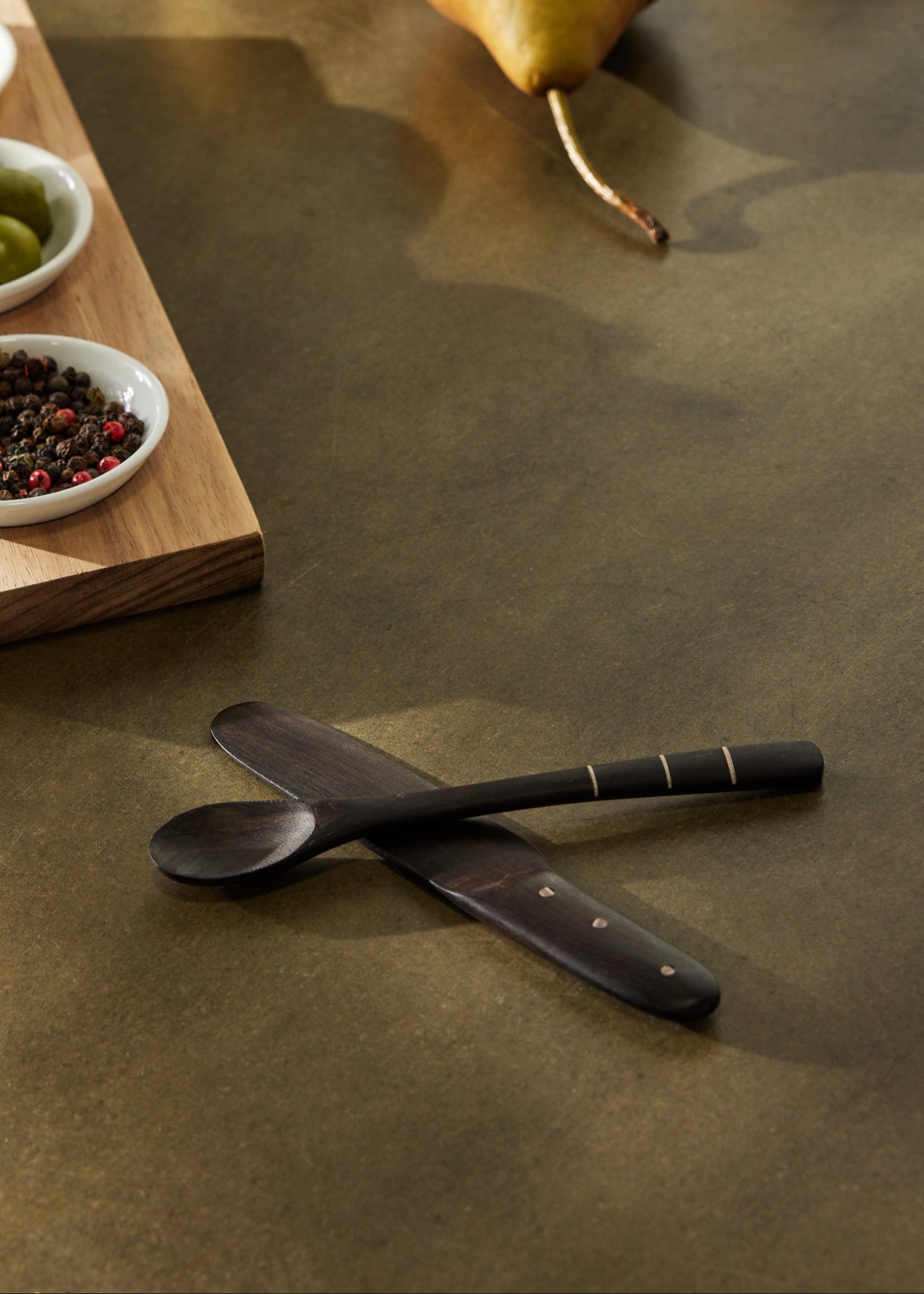 Close-up detail showing quality craftsmanship and materials - African Blackwood Small Serving Serving Spoons Utensils
