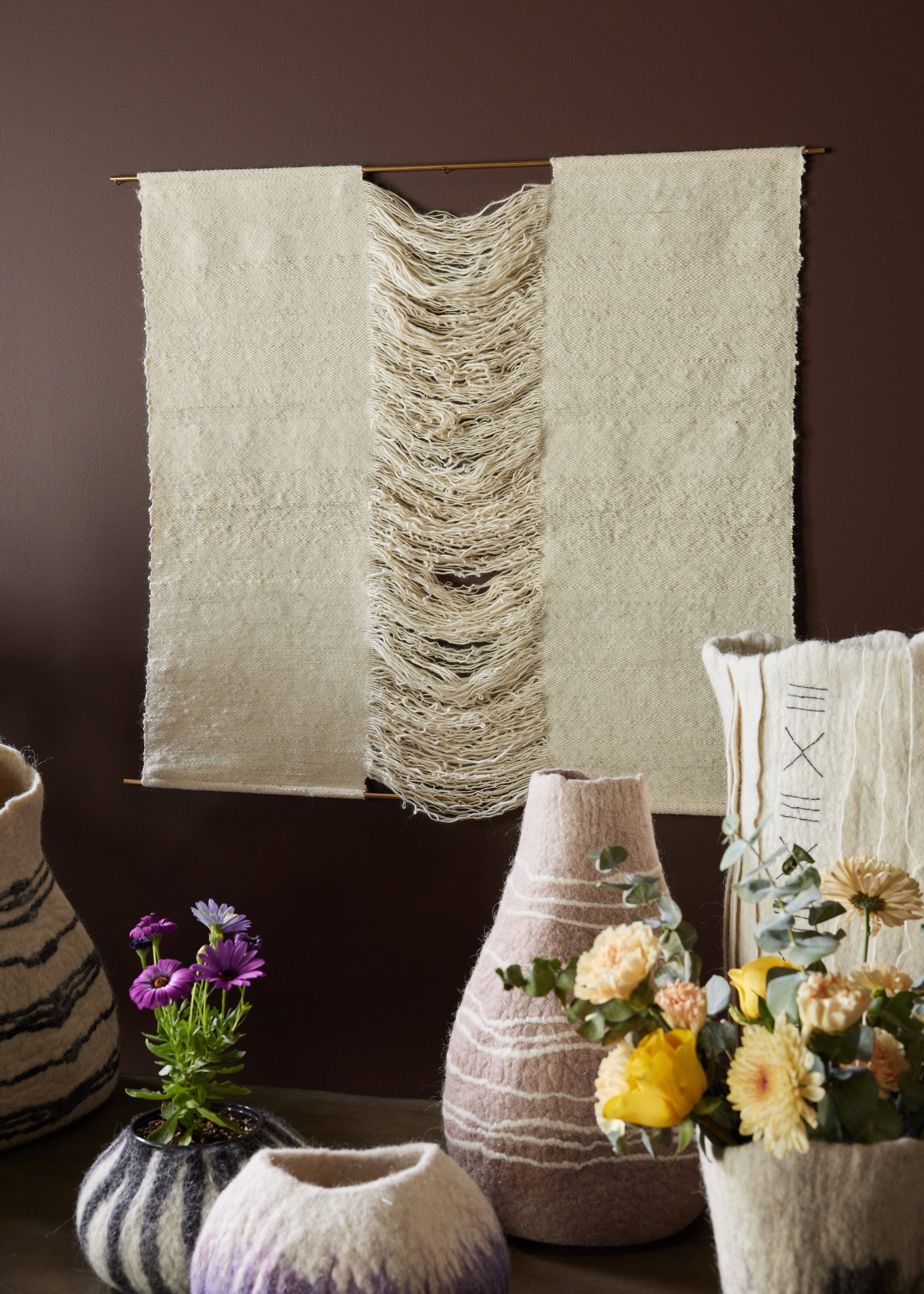 Close-up detail showing quality craftsmanship and materials - Respiro Handwoven Cotton Wall Hanging