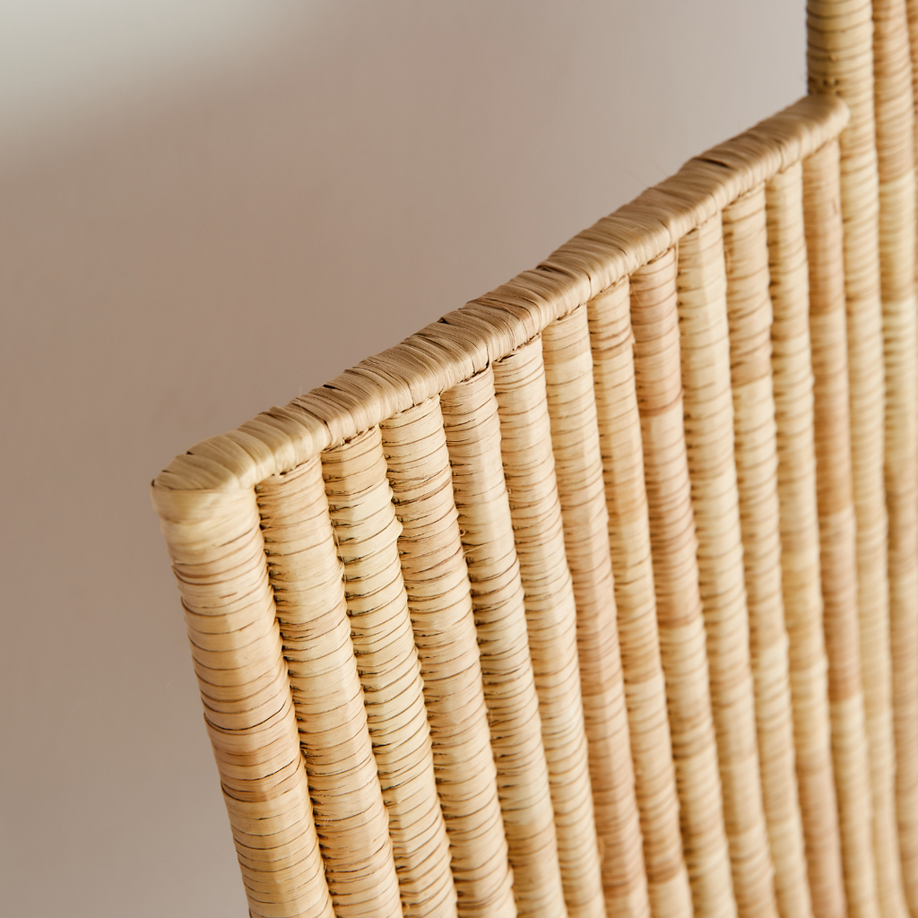 Lifestyle photo showing Maravi Natural Palm Leaves Woven Wall Art in use - Kanju Interiors