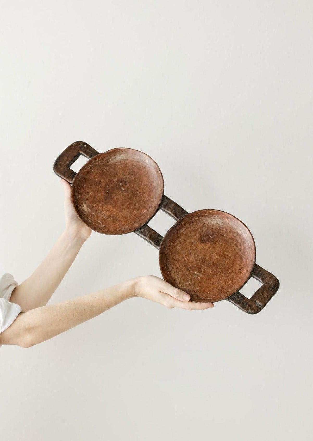 Bamenda Duo Circular Wooden Serving Tray - premium quality - Kanju Interiors