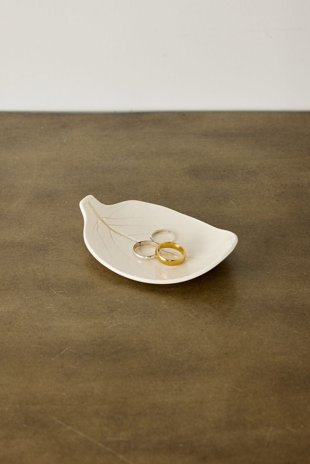 Close-up detail showing quality craftsmanship and materials - Porcelain Leaf Trinket Dish
