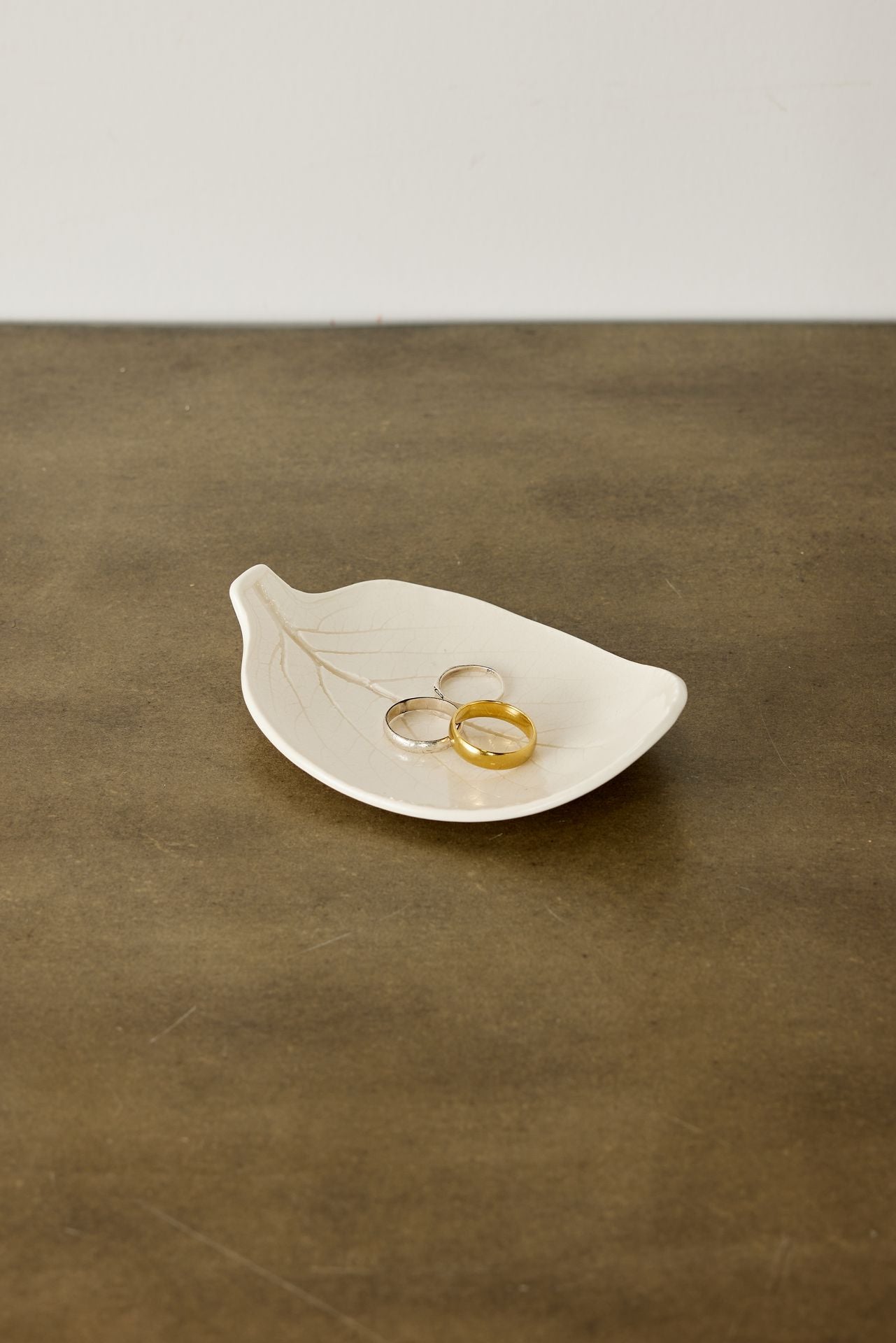 Close-up detail showing quality craftsmanship and materials - Porcelain Leaf Trinket Dish