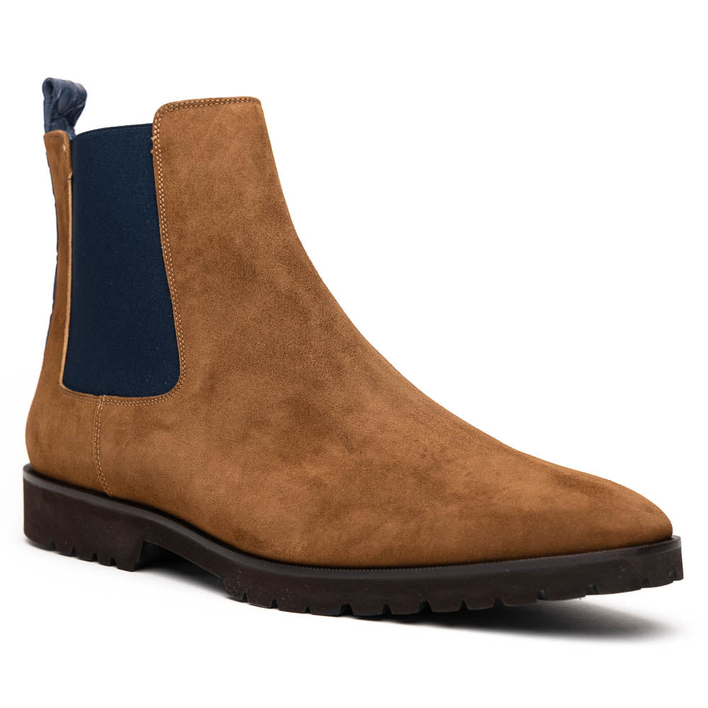 Close-up detail showing quality craftsmanship and materials - 46-210-CGN GIANNA Suede Chelsea Boot, Cognac
