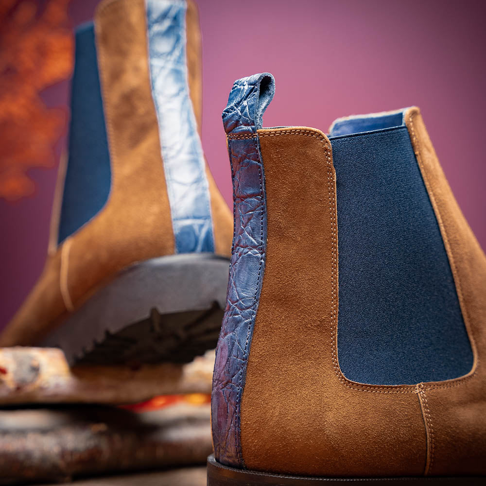 Product view 9 - 46-210-CGN GIANNA Suede Chelsea Boot, Cognac - Zelli Italia