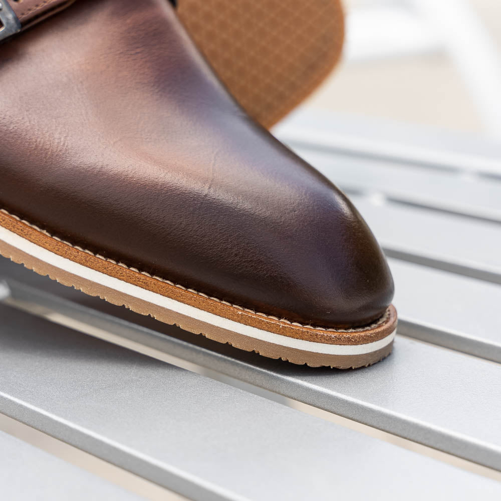 Product view 8 - 55-103-BRN LEGERRA Hand Burnished Italian Calfskin Monkstrap, Brown - Zelli Italia
