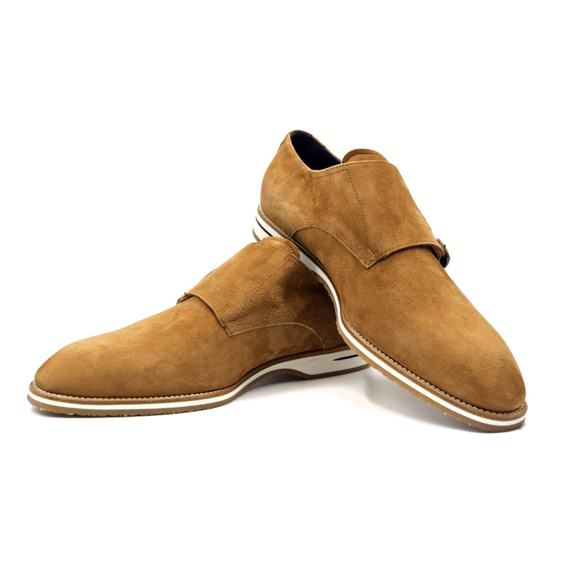 Close-up detail showing quality craftsmanship and materials - 56-100-CGN LEGERRA Sueded Goatskin Monkstrap, Cognac