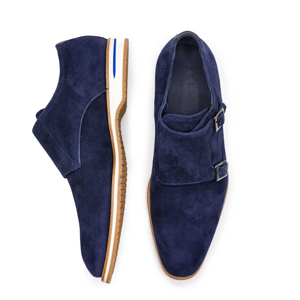 Close-up detail showing quality craftsmanship and materials - 56-100-NVY LEGERRA Sueded Goatskin Monkstrap, Navy