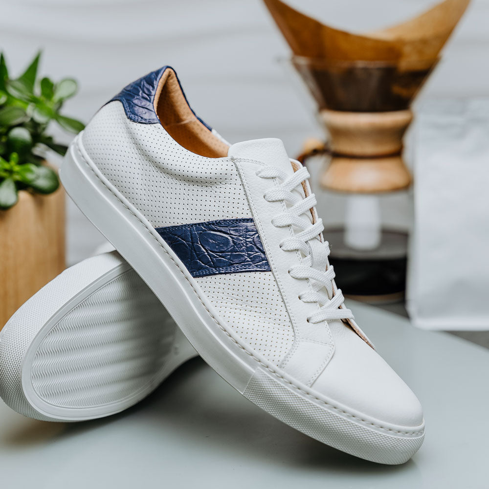 Product view 14 - 61-101-NVY OLYMPIAS Italian Calfskin and Crocodile Stripe, Navy - Zelli Italia