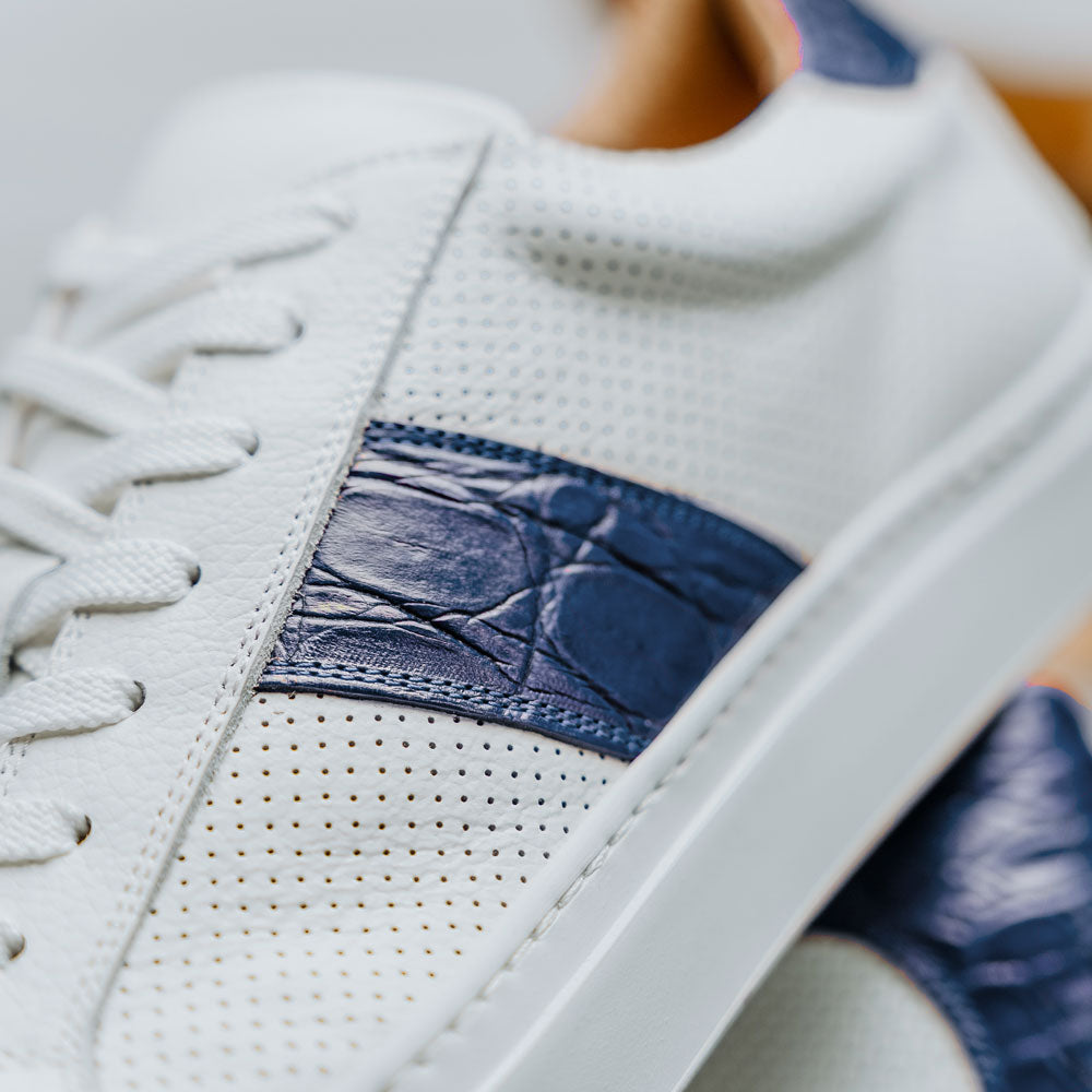 Product view 15 - 61-101-NVY OLYMPIAS Italian Calfskin and Crocodile Stripe, Navy - Zelli Italia