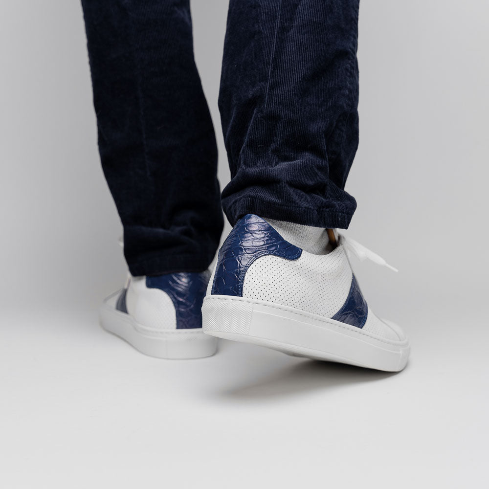 Product view 9 - 61-101-NVY OLYMPIAS Italian Calfskin and Crocodile Stripe, Navy - Zelli Italia