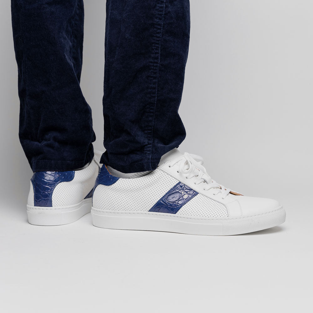 Product view 10 - 61-101-NVY OLYMPIAS Italian Calfskin and Crocodile Stripe, Navy - Zelli Italia