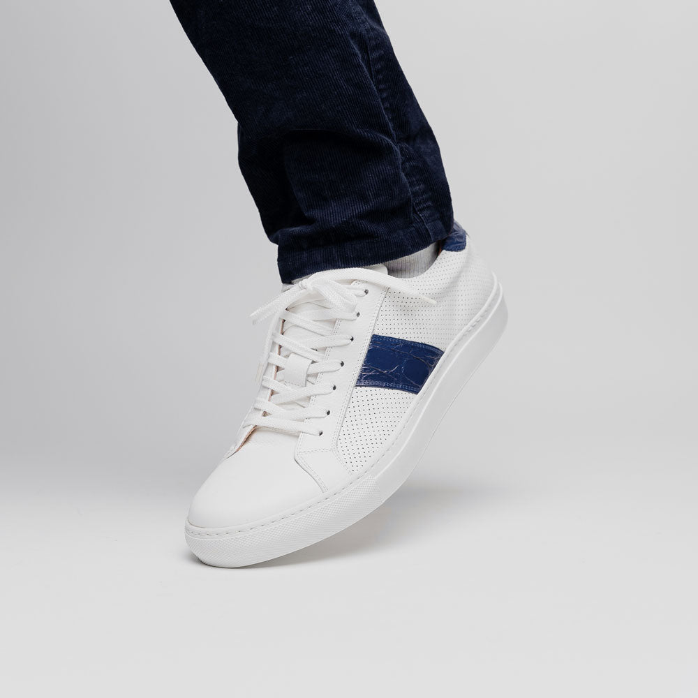 Product view 11 - 61-101-NVY OLYMPIAS Italian Calfskin and Crocodile Stripe, Navy - Zelli Italia