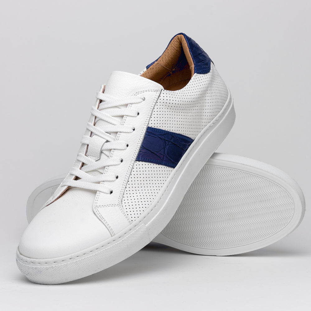 Product view 5 - 61-101-NVY OLYMPIAS Italian Calfskin and Crocodile Stripe, Navy - Zelli Italia