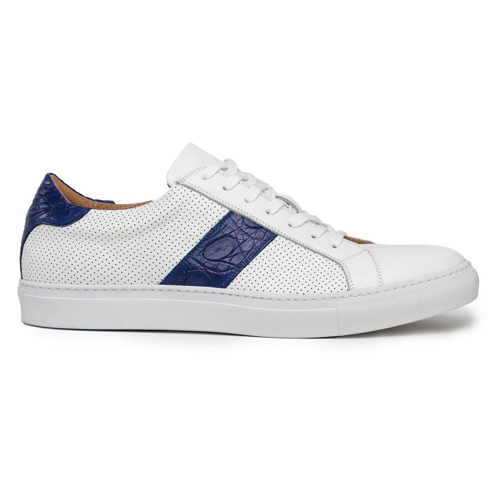 61-101-NVY OLYMPIAS Italian Calfskin and Crocodile Stripe, Navy - premium quality - Zelli Italia