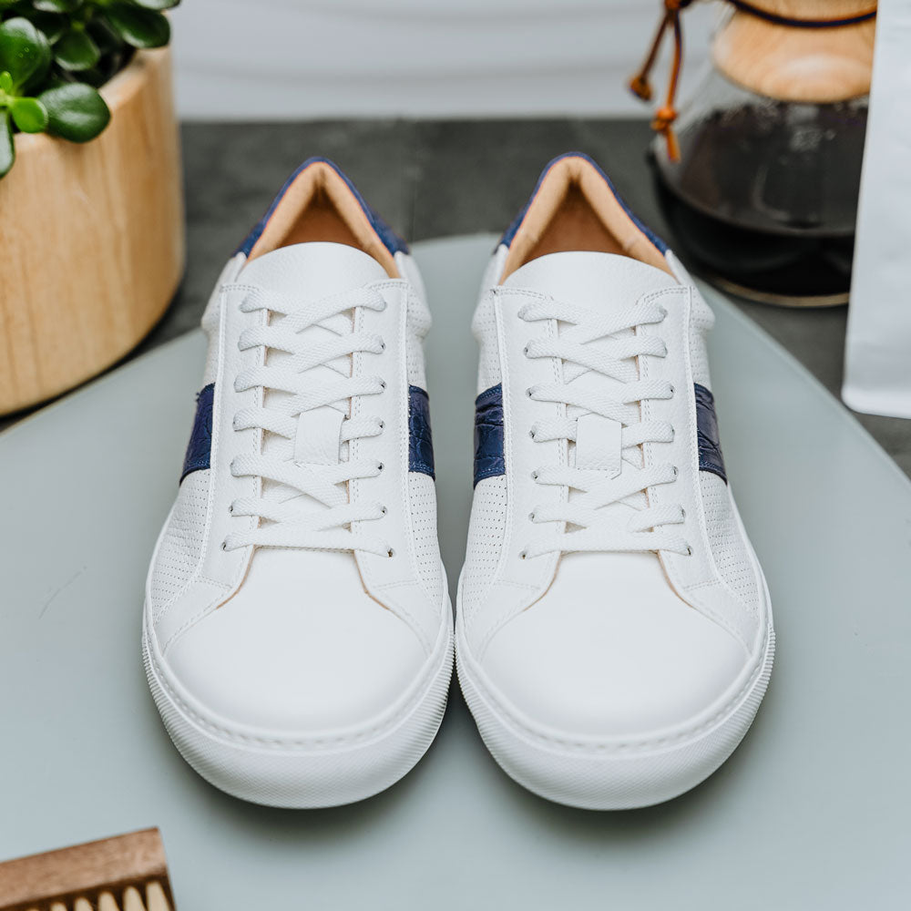 Product view 13 - 61-101-NVY OLYMPIAS Italian Calfskin and Crocodile Stripe, Navy - Zelli Italia