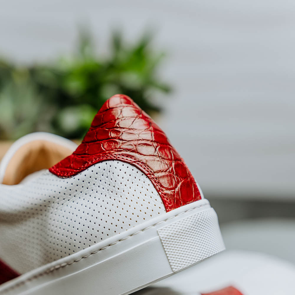 Product view 14 - 61-101-RED OLYMPIAS Italian Calfskin and Crocodile Stripe, Red - Zelli Italia