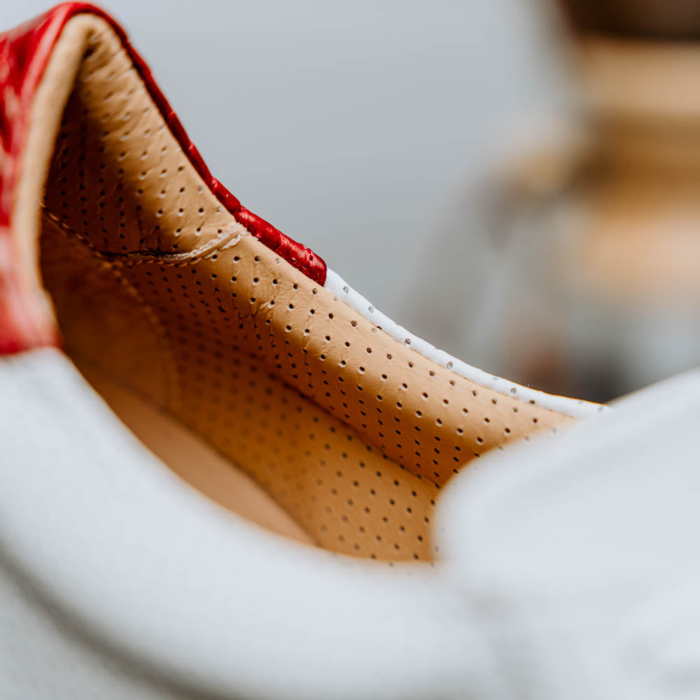 Product view 16 - 61-101-RED OLYMPIAS Italian Calfskin and Crocodile Stripe, Red - Zelli Italia