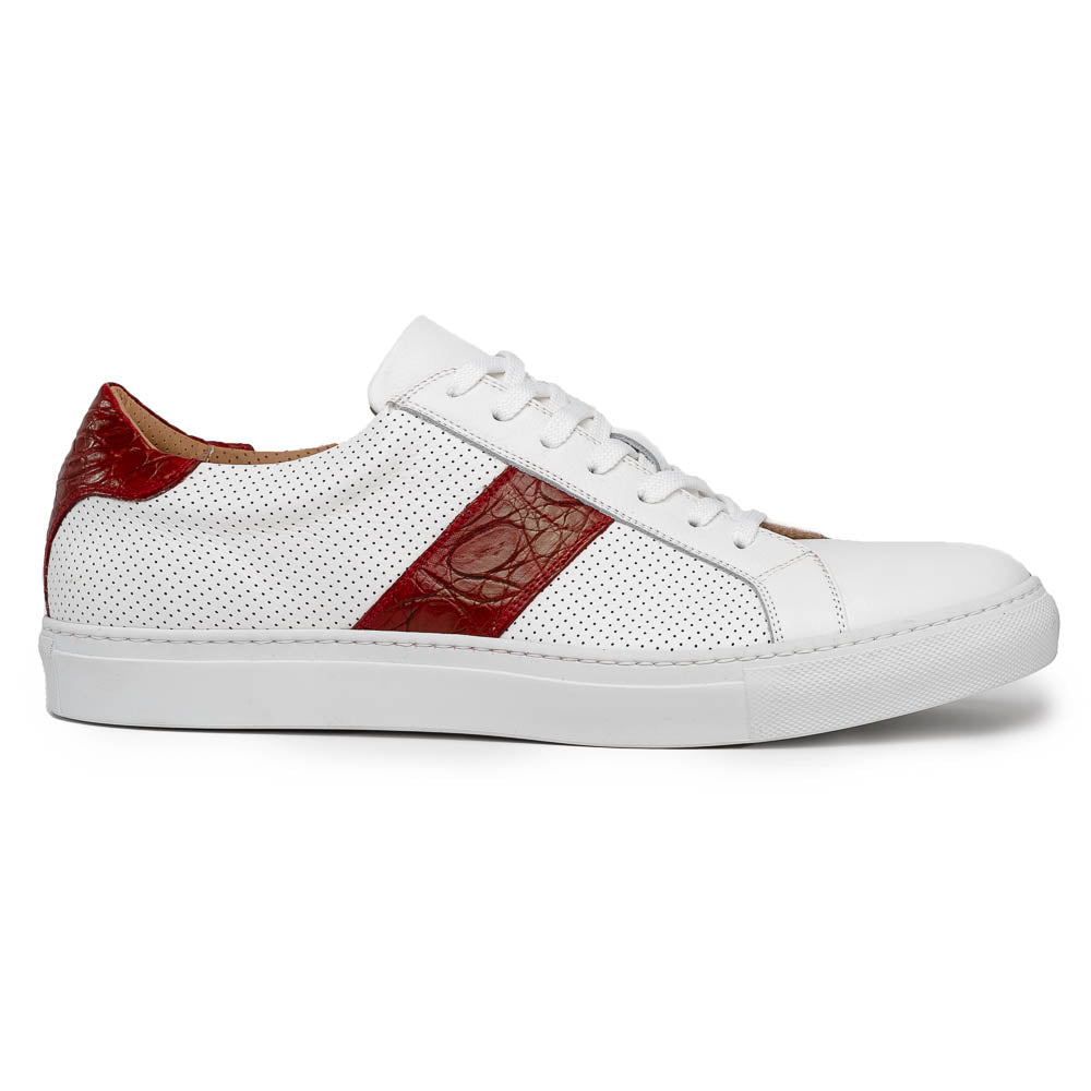 61-101-RED OLYMPIAS Italian Calfskin and Crocodile Stripe, Red - premium quality - Zelli Italia