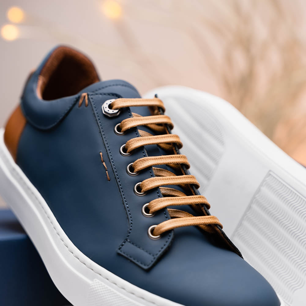 Product view 10 - 65-229-NVY Diaz Rubberized Calfskin Sneaker Navy - Zelli Italia