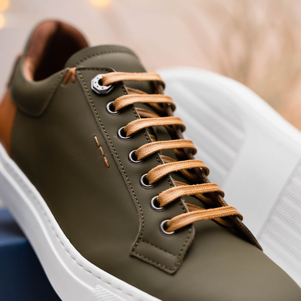 Product view 12 - 65-229-OLV Diaz Rubberized Calfskin Sneaker Olive Green - Zelli Italia