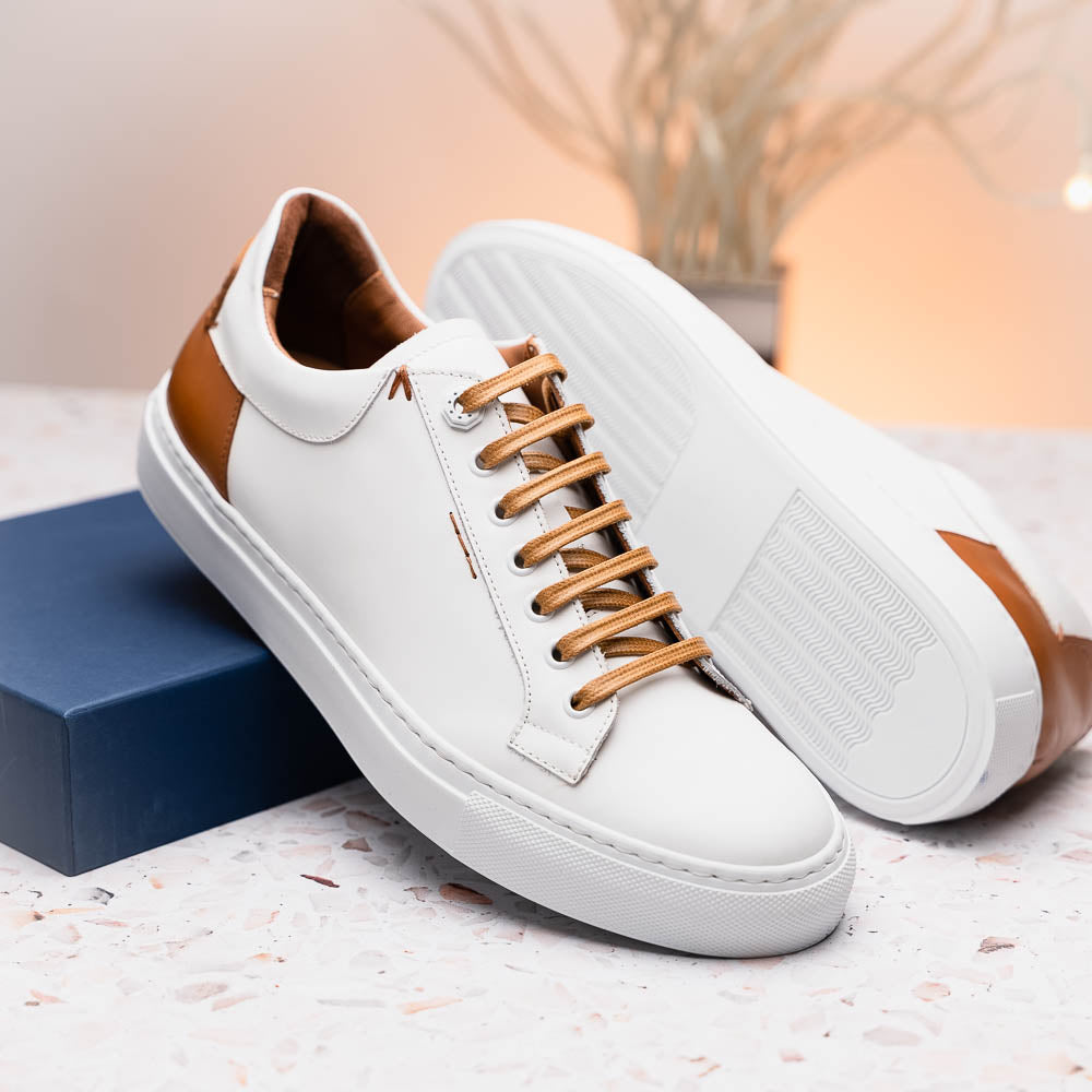 Product view 8 - 65-229-WHT Diaz Rubberized Calfskin Sneaker White - Zelli Italia