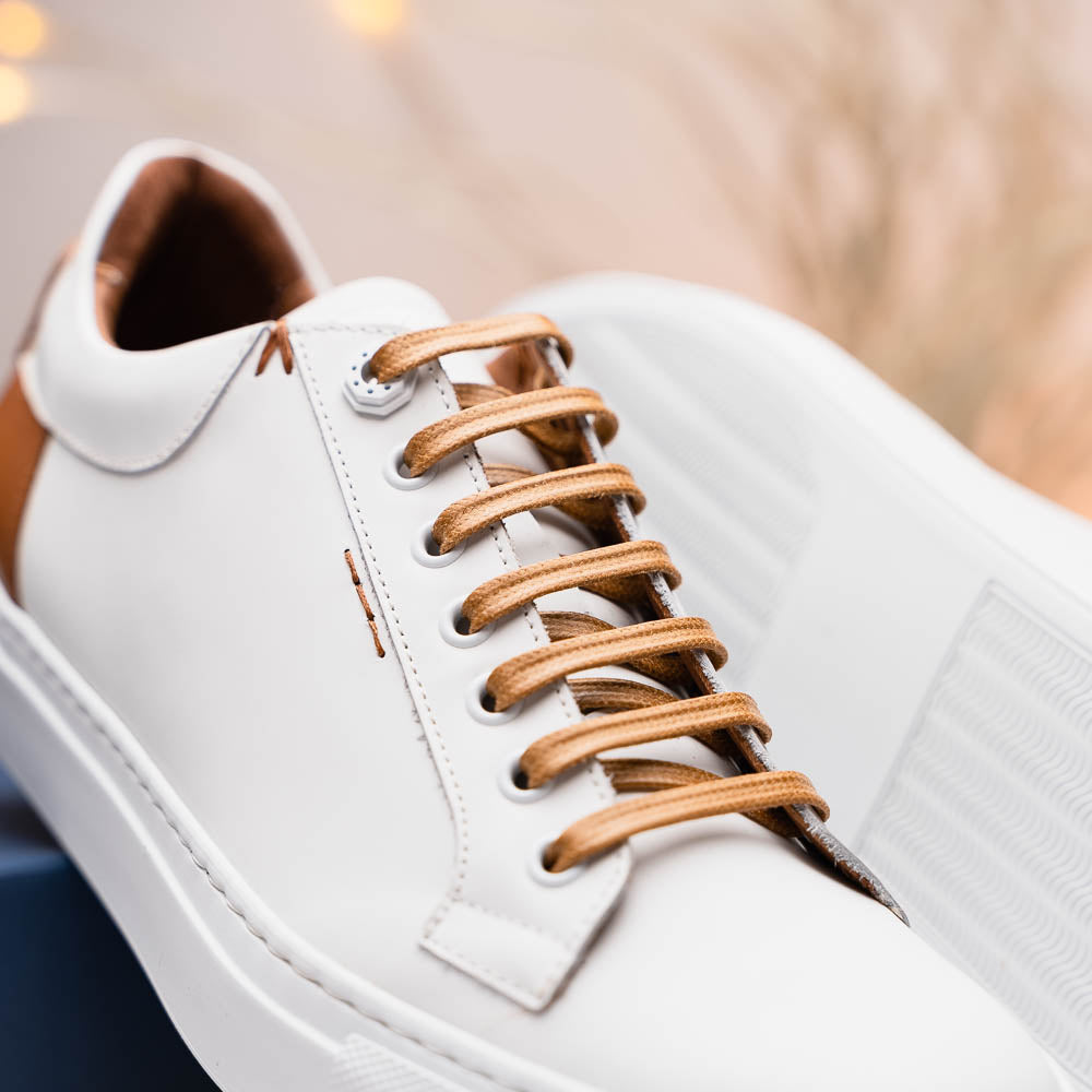 Product view 10 - 65-229-WHT Diaz Rubberized Calfskin Sneaker White - Zelli Italia