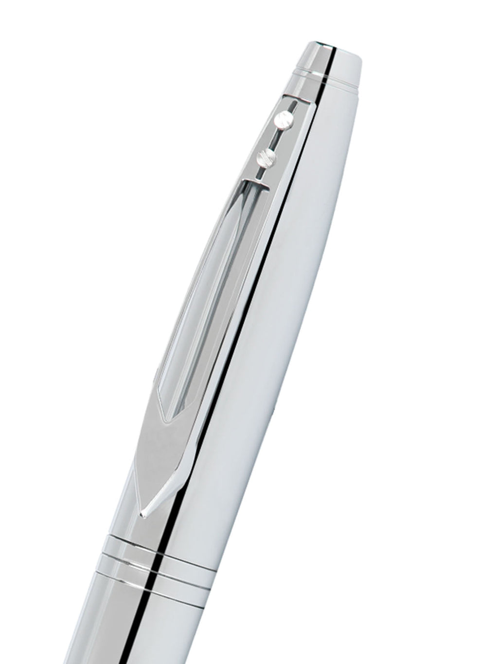 Close-up detail showing quality craftsmanship and materials - A.T. Cross Calais Chrome Window Clip Ballpoint - Comfortable