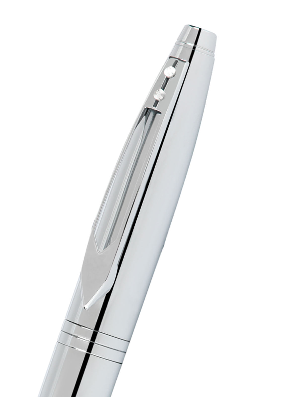 Close-up detail showing quality craftsmanship and materials - A.T. Cross Calais Chrome Window Clip Ballpoint - Comfortable