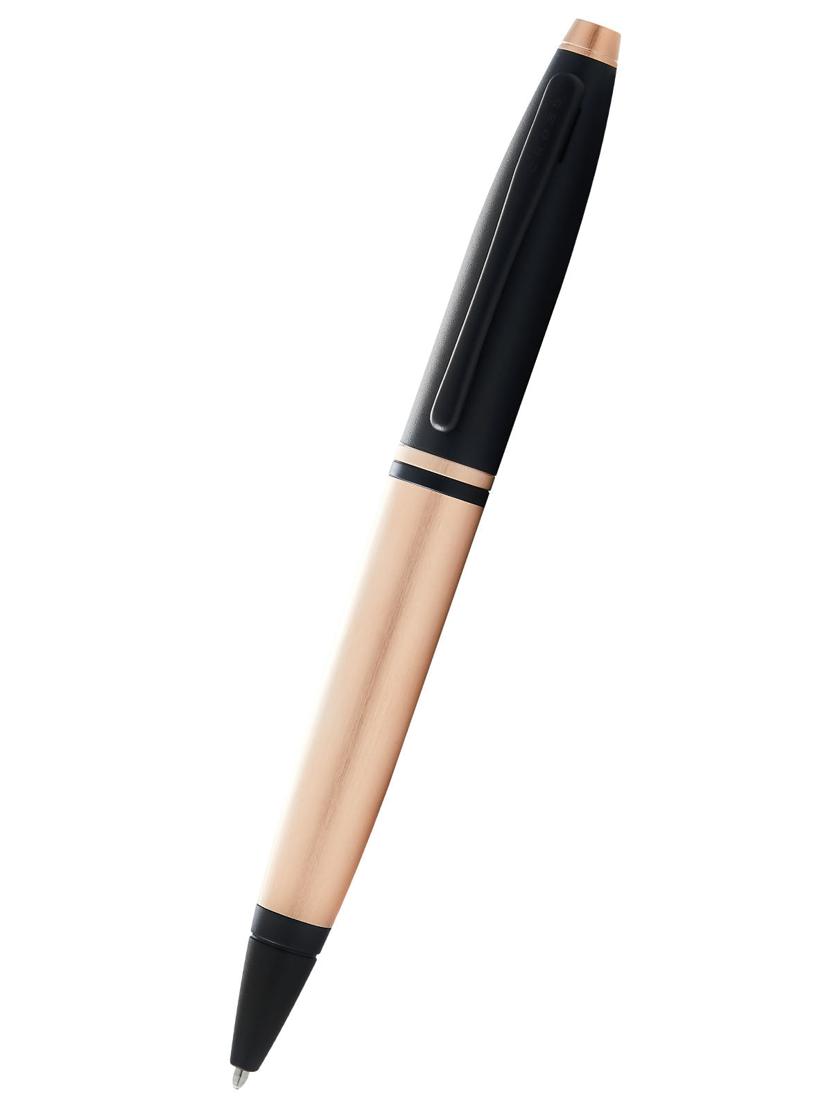 A.T. Cross Calais Brushed Rose Gold Plate and Black Lacquer Ballpoint - premium quality - A.T. Cross