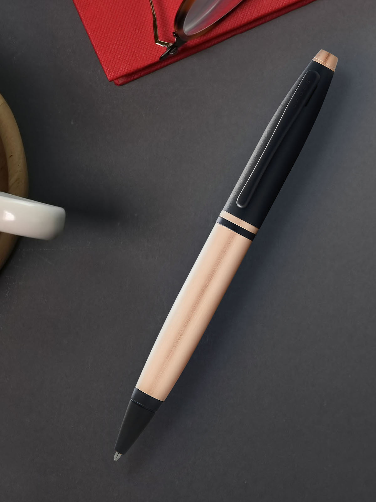 Product view 5 - A.T. Cross Calais Brushed Rose Gold Plate and Black Lacquer Ballpoint - A.T. Cross