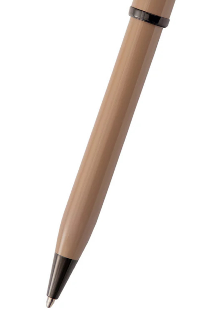 Close-up detail showing quality craftsmanship and materials - A.T. Cross Century II Earthy Beige Ballpoint Pen - Comfortab