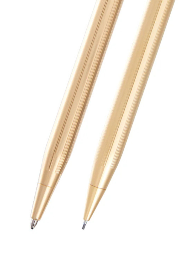 Close-up detail showing quality craftsmanship and materials - A.T. Cross Classic Century 23KT Gold Plated Pen and Pencil S